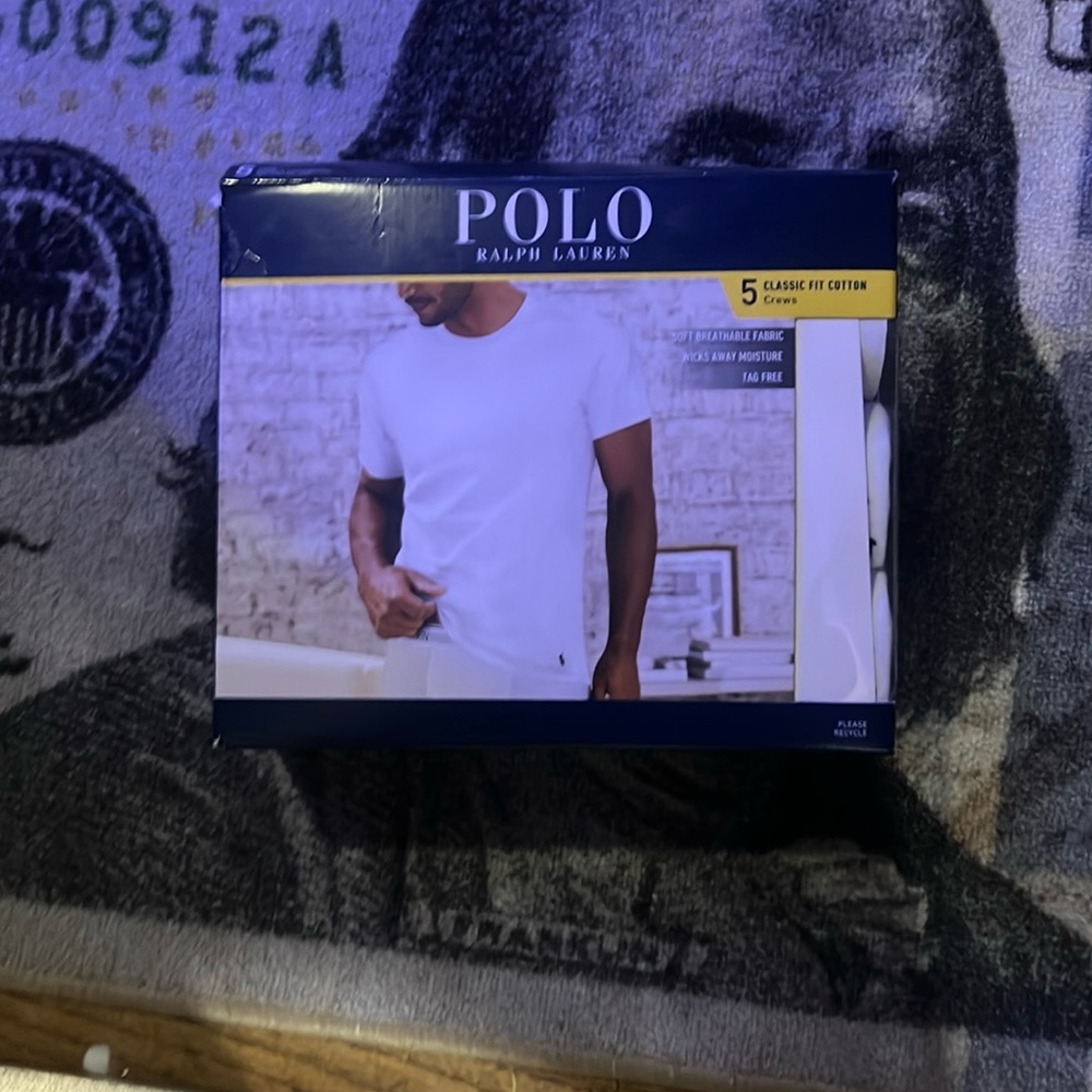Men’s White Polo Tees 5 Pack Size M